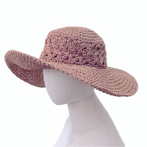 Natural colored crochet Packable Sun Hat